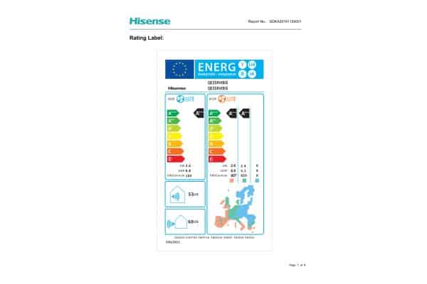 Hisense Energy Pro QE25XV0E energy label