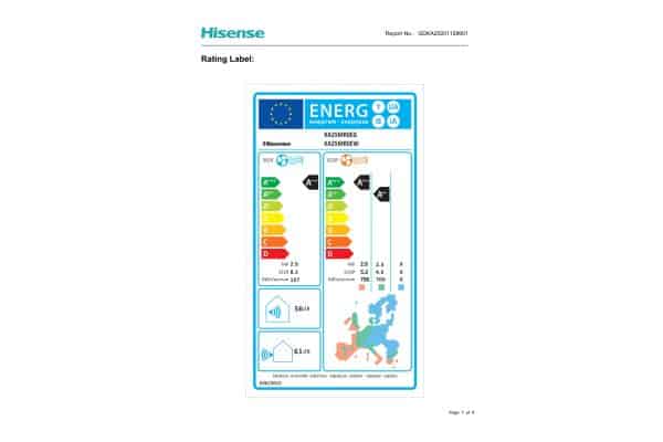 Hisense Energy SE KA25MR0E energy label