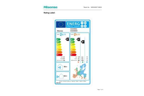 Hisense Energy SE KA35MR0E energy label